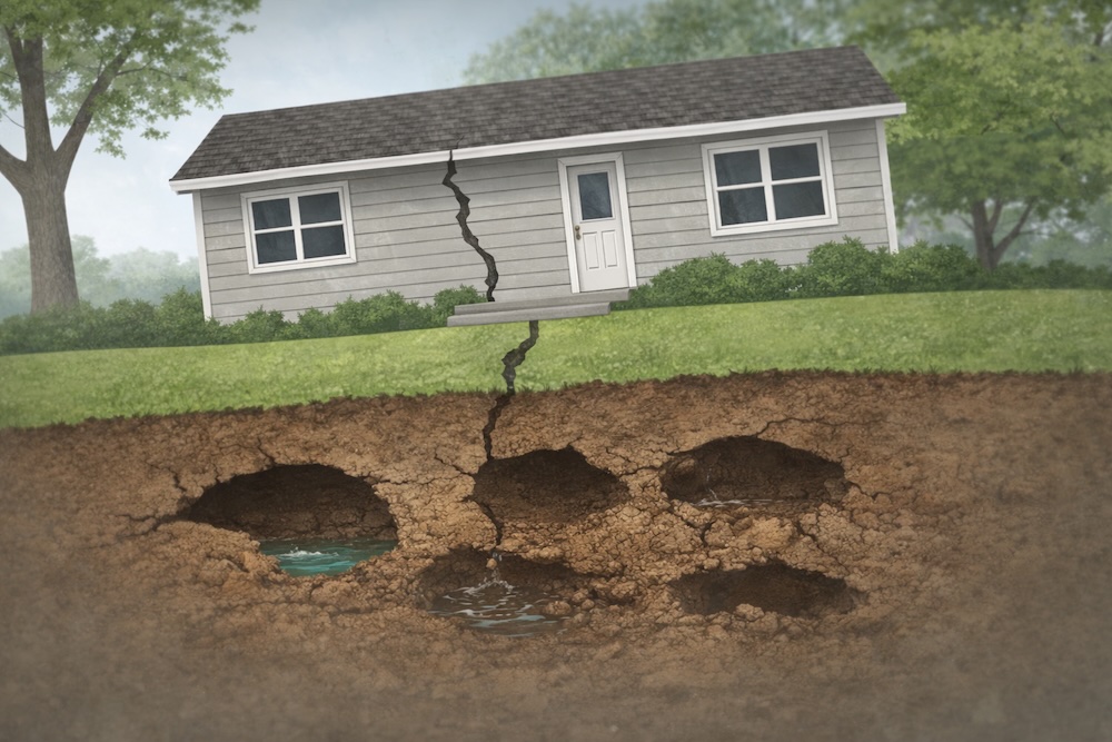 Sinking house soil stabilization