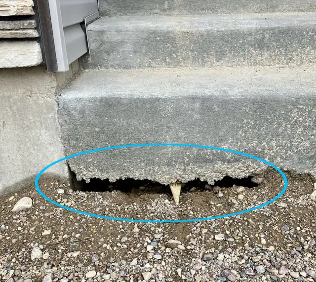 Void under new construction steps