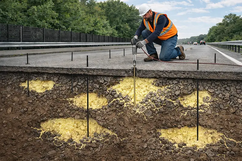 bridge approach repair foam injection stabilization